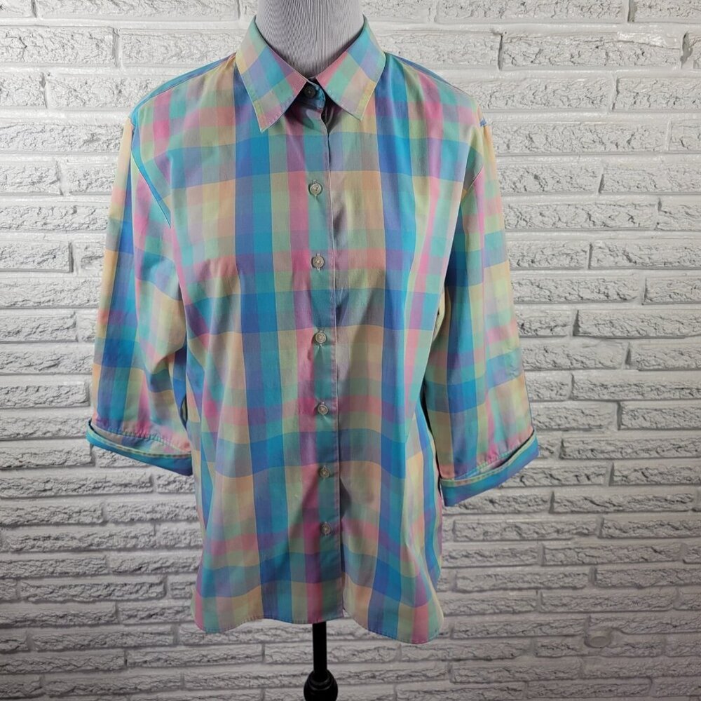 Westbound Womens Top 18 Cuff Sleeve Wrinkle Free Lightweight Blue PLA138E